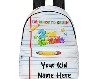 Personalized 2nd Grade Backpack | Custom Kids School Bag with Name | Back to School Gift | Student Bookbag | Second Grade