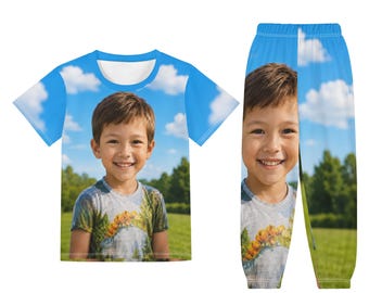 Custom Kids Pajamas, Personalized Photo Pajama Set, Design Your Own Pajamas, Custom Name Pajamas, Kids Sleepwear, Birthday Gift for Kids