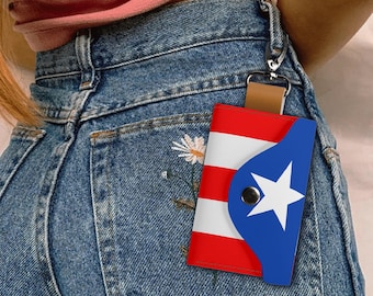 Puerto Rico DB Flag Key Holder - PU Leather Keychain Wallet