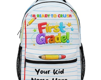 First Grade Backpack Personalized | Custom Kids School Backpack | Back To School Bag | First Grade Gift | Student Bookbag With Name