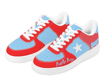 Puerto Rico Lares Flag Sneakers | Boricua Pride Shoes | Puerto Rican Flag Shoes | Custom Puerto Rico Gift