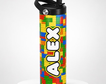 Personalized Building Block 20oz Tumbler with Portable Handle | Kids Custom Name