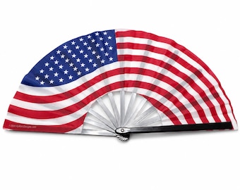 American Flag Large Hand Fan, USA Pride Clack Fan, 50 Stars 13 Stripes Patriotic Fan, 4th of July Gift