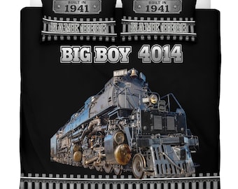 Big Boy 4014 Locomotive Train Bedding Set, Railroad Bedroom Decor (3-Piece Duvet Cover)
