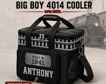 Big Boy 4014 Train Cooler Bag, Large Insulated Lunch Bag, Leakproof Railroad Picnic Cooler, Train Lover Gift with Shoulder Strap