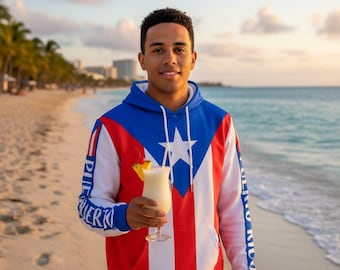 Puerto Rico Dark Blue Flag Hoodie - Boricua Pride Pullover