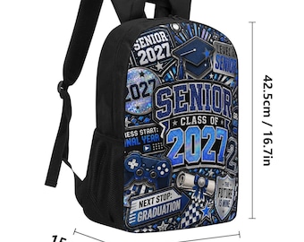Senior Class of 2027 Backpack, 17 Inch Gamer School Bag, Graduation Gift for High School Seniors