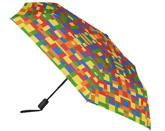 Colorful Building Blocks Compact Umbrella – Auto Open & Close