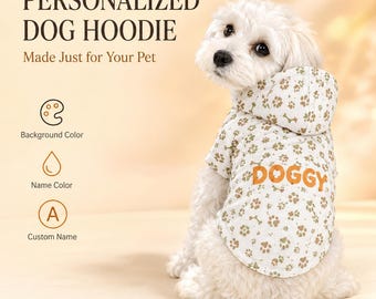 Personalized Dog Hoodie, Custom Pet Name, Four-Leg Jumpsuit, Polyester Fabric