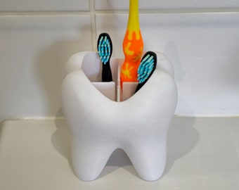 Tooth Shaped Toothbrush Holder - 4-Brush Bathroom Organiser with Drainage