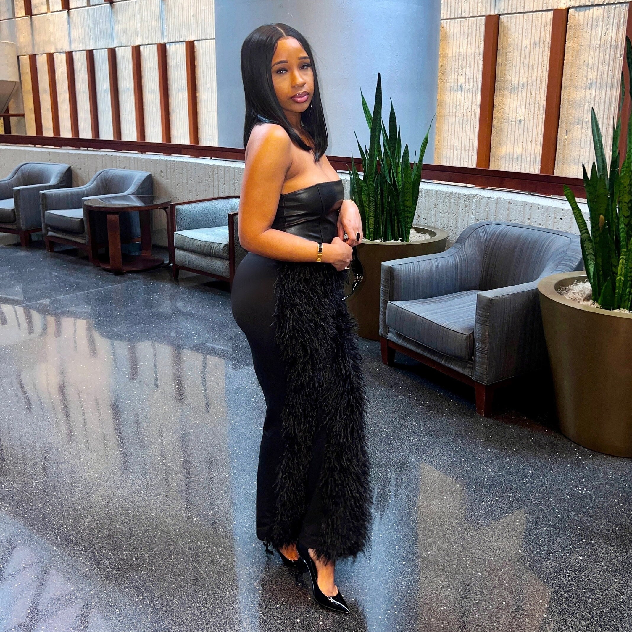 Renee Black Furry Pants Faux Fur - Etsy