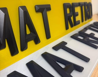 4D Matt Retro Bevelled Edge Car Number Plates - UK Road Legal