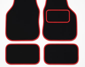Red Trim Carpet Car Mats - Universal Fit, 4-Piece Set