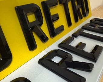 4D Retro Car Registration Number Plates – 6mm Bevelled Edge