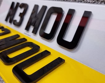 4D Car Number Plates - UK Road Legal, 5mm Thick (Pair)