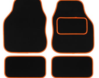 Orange Trim Universal Fit Car Floor Mats: 4-Piece Set