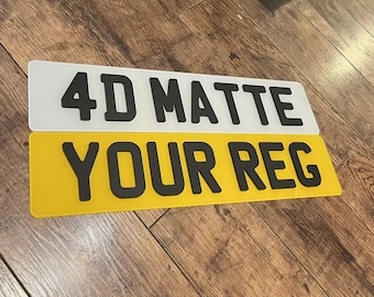 4D Matt Mat finish Car Registration Number Plates, UK Road Legal (Pair)