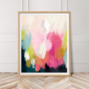 Colorful Abstract Wall Art Print Modern Coastal Art Blue Pink Art Giclee Fine Art Print Large Art Multi Color Bright Vibrant Art Painting
