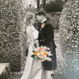 Custom Hand Embroidered Wedding Photo Gift | Flower embroidery onto B&W card | Perfect for anniversary, wedding, engagement, valentines