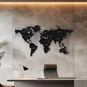 Metal World Map, Home Office Wall Decoration, Unique Gift Idea, World Map Metal Wall Decor, Large World Map Decor, Gift For Traveller
