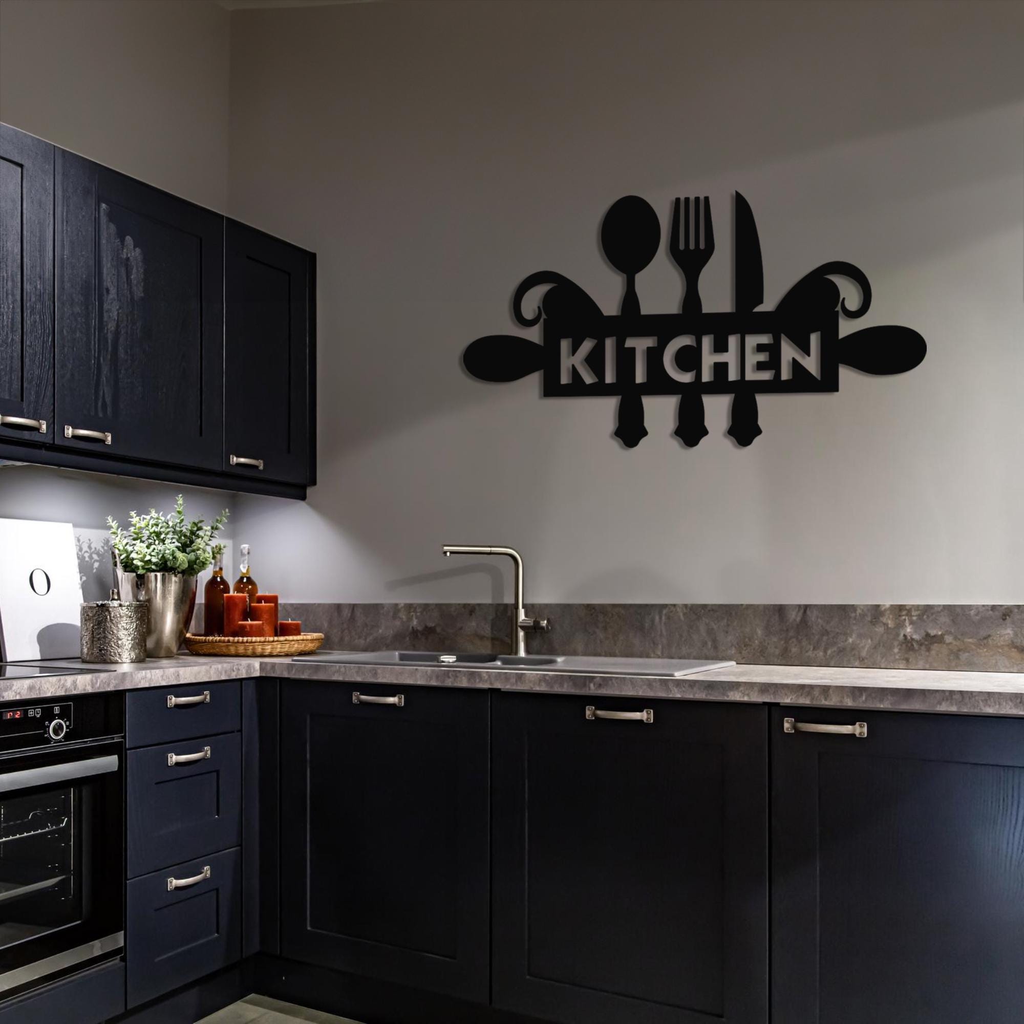 Rustic Metal Kitchen Wall Art, Farmhouse Sign for Kitchen Decor