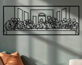 Jesus Last Supper Metal Wall Art, Religious Decor, Leonardo Da Vinci Modern Home Decor, Christian Gift, Metal Wall Decor, Christian Wall Art