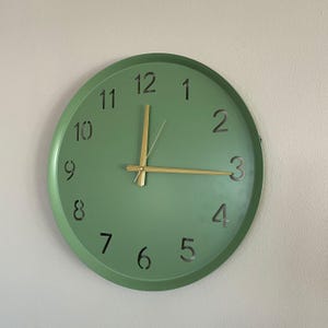 metal wall clock, modern wall clock, minimal wall clock, round wall clock, silent wall clock, kitchen wall clock, living room wall decor, office wall clock, housewarming gift, gift for her, modern home decor, sage green clock, unique wall clock, office decor, large wall clock, minimalist wall clock, modern home gift, bedroom wall clock, kitchen wall clock, gift for him, gift for her