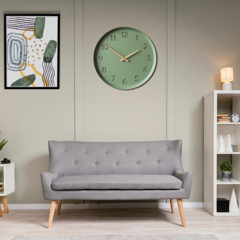 metal wall clock, modern wall clock, minimal wall clock, round wall clock, silent wall clock, kitchen wall clock, living room wall decor, office wall clock, housewarming gift, gift for her, modern home decor, sage green clock, unique wall clock, office decor, large wall clock, minimalist wall clock, modern home decor, bedroom wall clock, kitchen wall clock, gift for him, gift for her