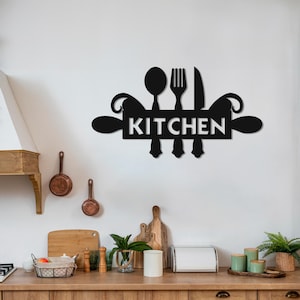 Metal Kitchen Sign Decor, Kitchen Word Sign, Kitchen Metal Art, Kitchen Gifts, Kitchen Wall Decor, Housewarming Gift, Kitchen Wall Art