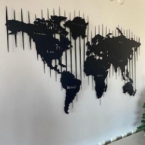 Metal World Map, Home Office Wall Decoration, Unique Gift Idea, World Map Metal Wall Decor, Large World Map Decor, Gift For Traveller