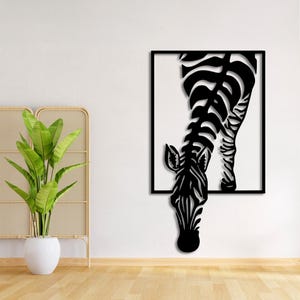 Modern Zebra Metal Wall Art, Animal Wall Decor, African Art, Safari Metal Wall Decor, Nature Animal Wall Decor, Geometric Animal Wall Art,