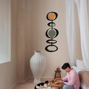 Colorful Geometric Metal Wall Art | Modern Home Decor, Abstract Circle Design, Minimalist and Retro Style, Living Room or Office Wall Decor