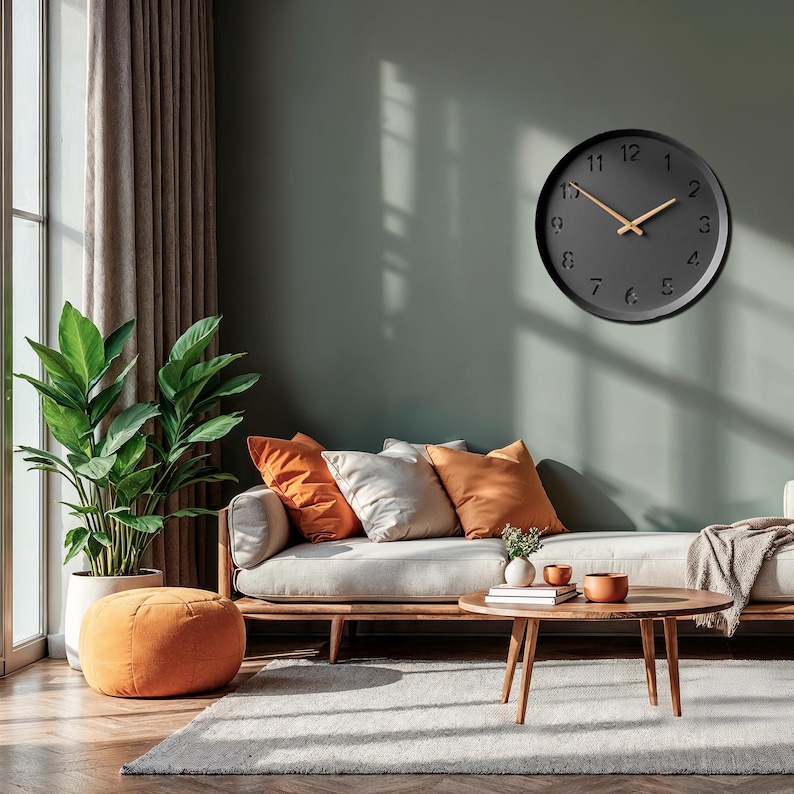 metal wall clock, modern wall clock, minimal wall clock, round wall clock, silent wall clock, kitchen wall clock, living room wall decor, office wall clock, housewarming gift, gift for her, modern home decor, sage green clock, unique wall clock, office decor, large wall clock, minimalist wall clock, modern home decor, bedroom wall clock, kitchen wall clock, gift for him, gift for her