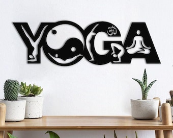 Yoga Metal Wall Art, Meditation Studio Wall Decor, Yoga Room Wall Art, Spiritual Wellness Decor, Namaste Sign, Modern Metal Yoga Sign