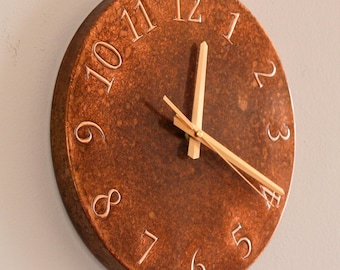 Handmade Copper Wall Clock, Rustic Wall Clock, Large Copper Wall Clock, Modern Home Office Decor, Unique Housewarming Gift, Copper Clock