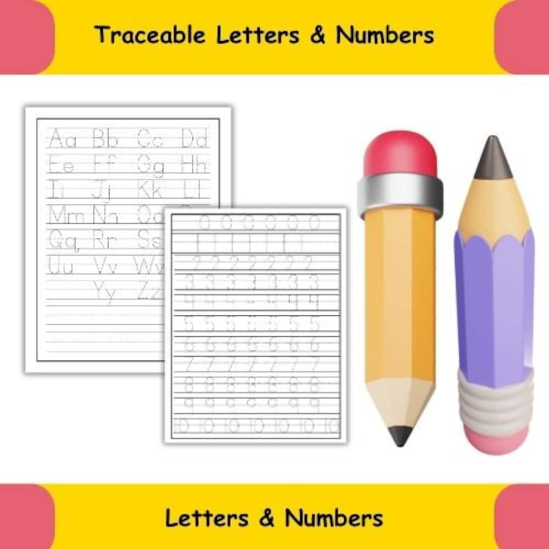 Traceable Letters and Numbers Worksheet Handwriting Practice PDF