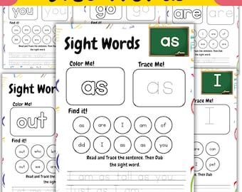 30 Sight Words | Kindergarten School Curriculum | Fun Learning Activities | Learning and School | Dab It Worksheets | Preschool | for kids
