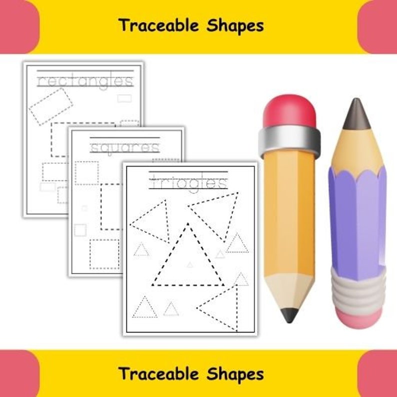 Traceable Shapes PDF, Multiple Sizes, Learn to Draw, Art Lesson