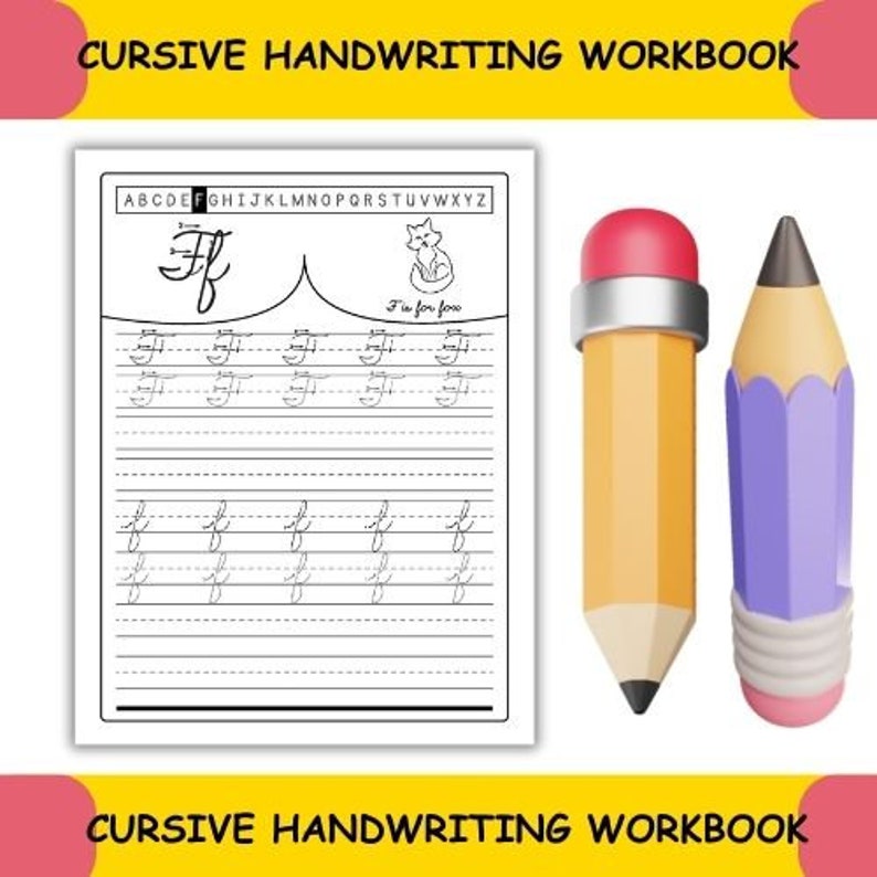 Cursive Foxes Cursive Writing Traceable Letters, Kids Handwriting Practice Workbook ...