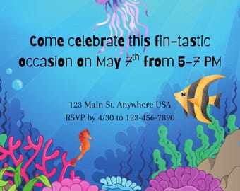 Ocean Themed Birthday Invitation Template