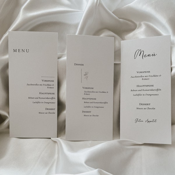 Wedding menu cards