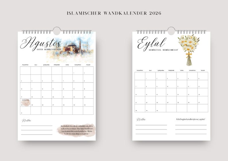 Islamic Wall Calendar 2026 | Calendar With Quranic Verses & Hadith ...
