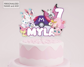 Adorno para tarta de cumpleaños personalizado, Pocket Monster, impresión PNG