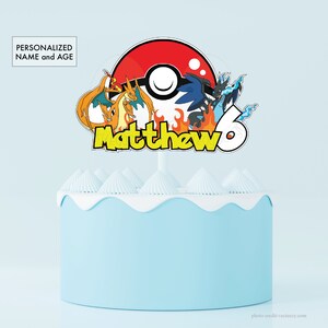 Customize Birthday Cake Topper, Pocket Monster, PNG print