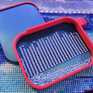 Bandeja para arte de diamantes con paisaje y función WASHI, accesorio para pintar con diamantes impresos en 3D, tapa deslizante y tapón, herramienta para puntos de diamante, diamantes de imitación