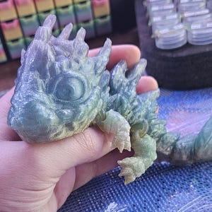 Baby Rock Dragon Flexi, Adorable Articulated 3D Printed Fidget, Fully Articulated, Dragon Lover Gift, Novelty Baby Dragon Toy, Cute Flexi