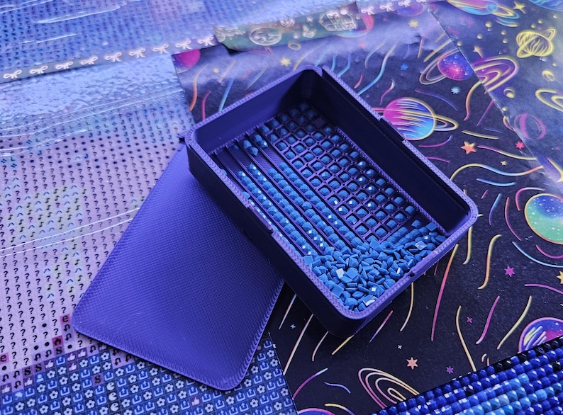 3Dプリントダイヤモンドペインティングトレイ：スライド式蓋付き小型コンボスタッキングトレイ 画像 5