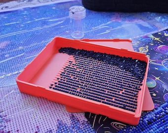 Large Stacking Diamond Painting Tray: 3D Printed Rhinestone Organizer with Lid