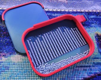 3D Printed Diamond Art Tray, Landscape Rhinestone Painting Accessory with Sliding Lid, Washi Feature
