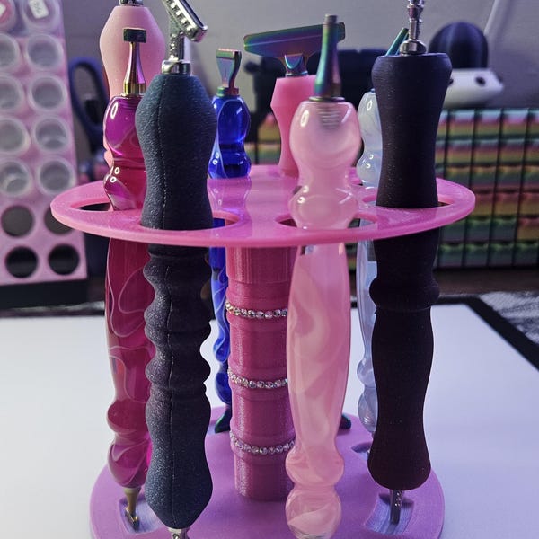 Spinning Rhinestone Diamond Painting Pen Holder: Rotating Craft Desk Organizer
